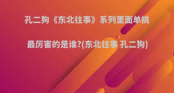 孔二狗《东北往事》系列里面单挑最厉害的是谁?(东北往事 孔二狗)