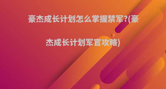 豪杰成长计划怎么掌握禁军?(豪杰成长计划军官攻略)