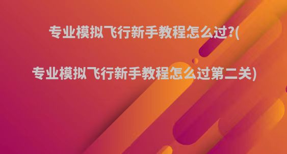 专业模拟飞行新手教程怎么过?(专业模拟飞行新手教程怎么过第二关)