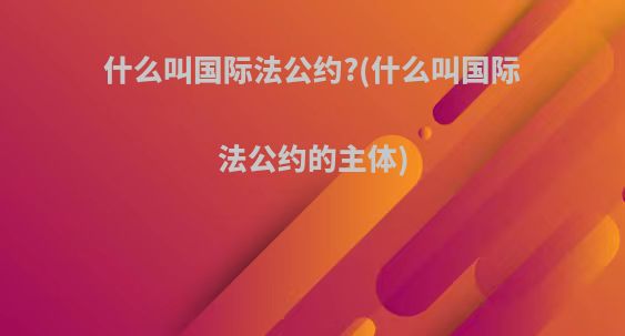 什么叫国际法公约?(什么叫国际法公约的主体)