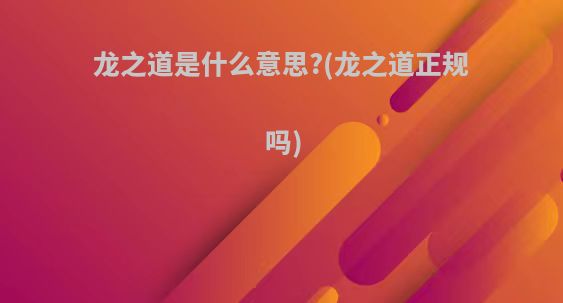 龙之道是什么意思?(龙之道正规吗)