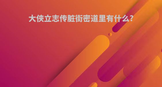 大侠立志传脏街密道里有什么?