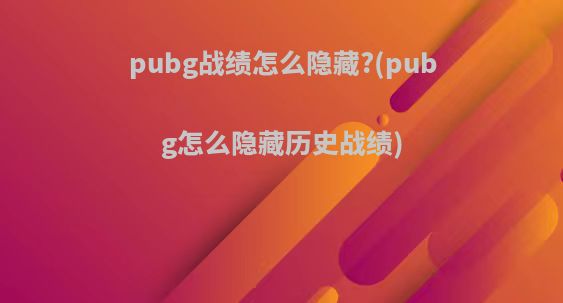 pubg战绩怎么隐藏?(pubg怎么隐藏历史战绩)