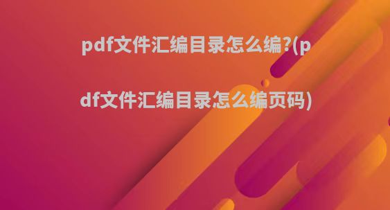 pdf文件汇编目录怎么编?(pdf文件汇编目录怎么编页码)