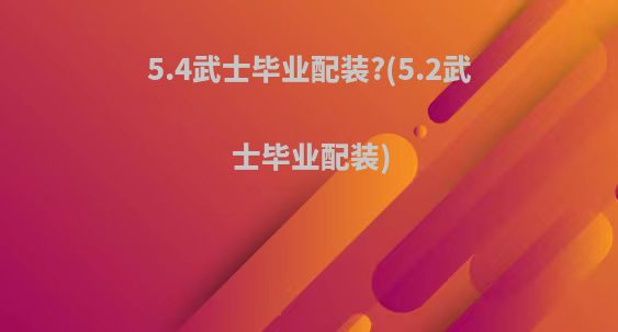 5.4武士毕业配装?(5.2武士毕业配装)