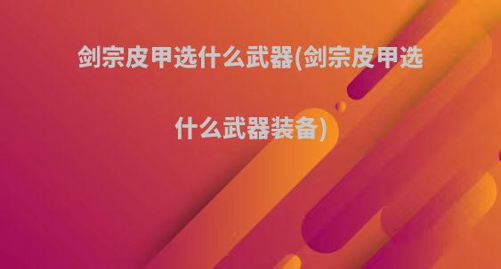 剑宗皮甲选什么武器(剑宗皮甲选什么武器装备)