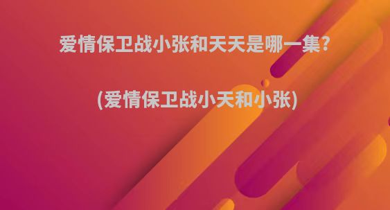 爱情保卫战小张和天天是哪一集?(爱情保卫战小天和小张)