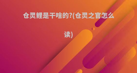 仓灵鲤是干啥的?(仓灵之官怎么读)