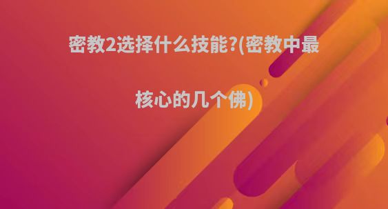 密教2选择什么技能?(密教中最核心的几个佛)