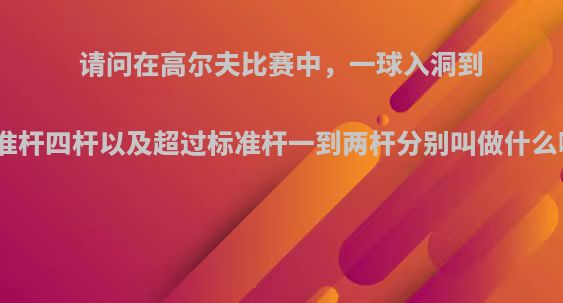 请问在高尔夫比赛中，一球入洞到标准杆四杆以及超过标准杆一到两杆分别叫做什么啊?