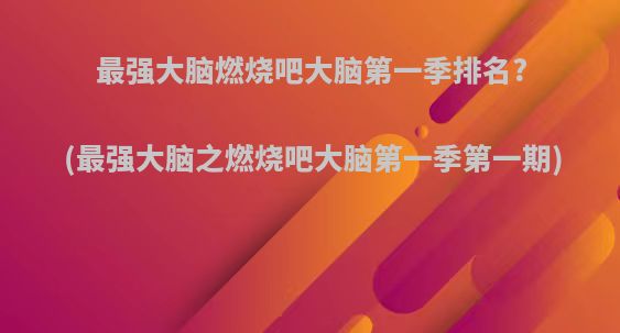 最强大脑燃烧吧大脑第一季排名?(最强大脑之燃烧吧大脑第一季第一期)