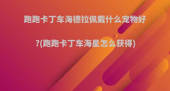 跑跑卡丁车海德拉佩戴什么宠物好?(跑跑卡丁车海星怎么获得)
