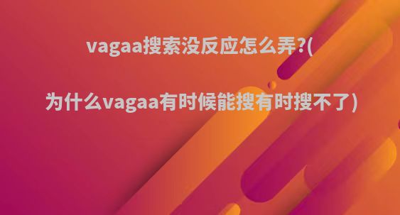 vagaa搜索没反应怎么弄?(为什么vagaa有时候能搜有时搜不了)