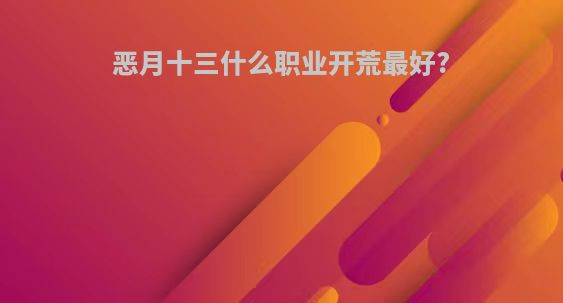 恶月十三什么职业开荒最好?