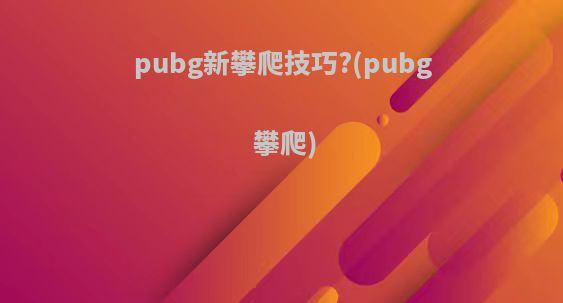 pubg新攀爬技巧?(pubg 攀爬)